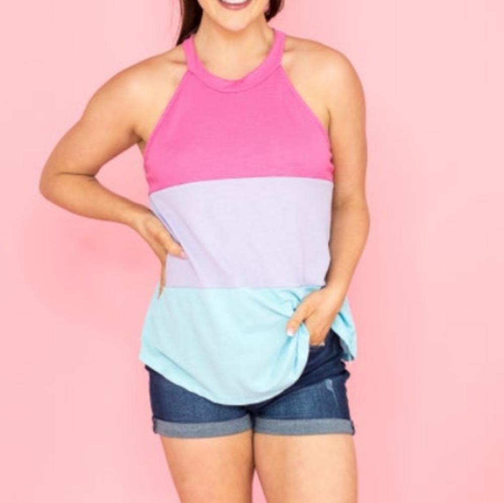1.4.3 Story Color block high neck tank top, New, Large